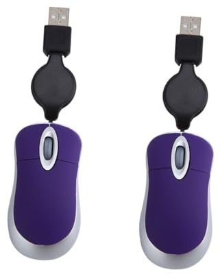 Angoily Lot De 2 Mini Souris Optiques Filaires Rétractables pour Ordinateur Portable Prise en Main Confortable Précision 1600 Dpi Idéale pour Les Ordinateurs De Bureau