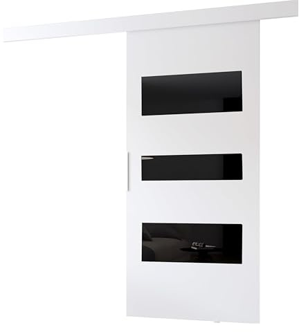 MINIO go for it - Schiebetür Komplettset CLEAN C Schiebetüren 76 cm Breit | Wandmontage, Schiebetürsystem, Zimmertüren - Weiss Matt