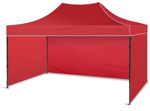BDW - Zelt - Partyzelt - für Garten, Terasse, Messe - Pavillon Wasserdicht, Stabil - Faltpavillon, Gartenpavillon - 3 Pavillon Seitenteile Inklusive - Pavillon Faltbar 2 x 3 m - Rot