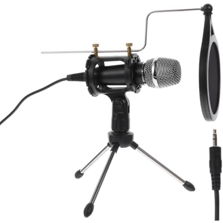 TOPPERFUN Kondensatormikrofon Schwarzes für Satz Stativ Computer mit Handy | 1 Satz, Tragbar für Aufnahme und Karaoke, Abs mit Elektronischen Komponenten, Halter Verstellbar, Herzform