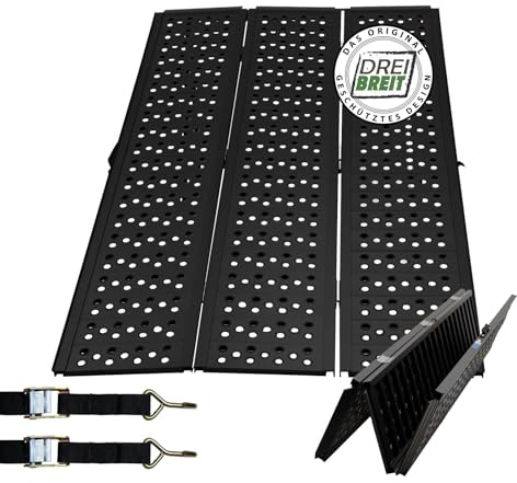 DREIBREIT by TRUTZHOLM 2-Fach Auffahrrampe klappbar 215 cm Traglast 1020 kg Alu schwarz gelocht Verladerampe Rampe