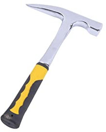 QXSJEDYCH Marteau de pioche à roche avec poignée antidérapante, marteau de géologue en acier, marteau de maçonnerie forgé avec pointe pointue, réduction des chocs Marteau