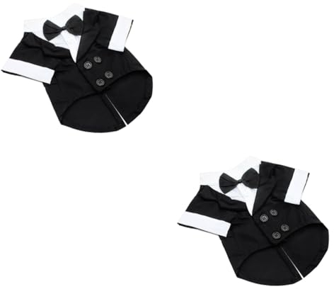 Supvox 2stücke Kleiner Hund Winteranzug Baumwolle Mit Fliege Warmes Atmungsaktives -Outfit Schwarz Für Chihuahua Und Ähnliche