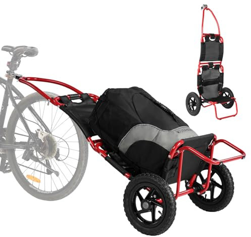 SEPNINE® Lastenanhänger Fahrrad, 2 in 1, Fahrradanhänger, Einkaufstrolley, Handwagen, Legierter Stahlrahmen, leicht faltbar mit 30 cm Luftreifen, 20 kg Ladegewicht