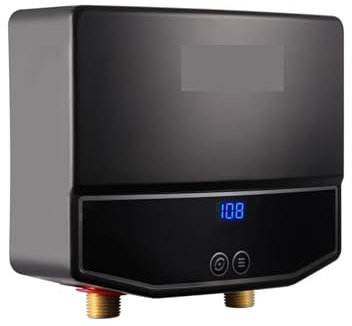 KOROBIE Scaldabagno istantaneo, Scaldabagno Senza Serbatoio, Scaldabagno Istantaneo al Punto di Utilizzo, Scaldabagno Caldo da 3,5 KW for Lavello per Cucina e Bagno Camper, Bianco(Noir)