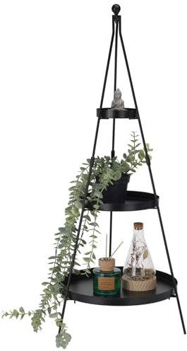 URBNLIVING 3 Tier 73cm High Black Metal Pyramid Rack Display Stand Multiple Flower Plant Pot for Living Room Bedroom Balcony Garden Patio Holder Indoor Outdoor Corner Decorative