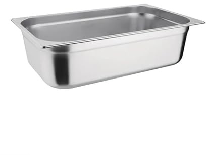 Stalwart Stainless Steel Gastronorm Container, 1/1 Size, 530 x 325mm, Commercial Grade, Hot and Cold Food Storage (150mm Deep)