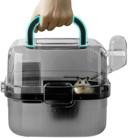 Hamster-Reisetrage, großer Hamsterkäfig,Durchscheinende Chinchillakäfige | Atmungsaktiver Hamster-Lebensraum mit großer Kapazität, Kleintiertransporter mit Wasserflasche für Picknicks, Einkaufen, Reis