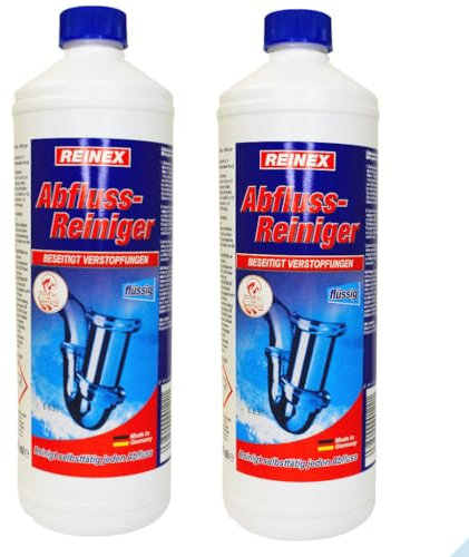 Detergente per scarichi senza tubi, liquido per intasamenti ostinati, 1000 ml, set risparmio, 2 bottiglie