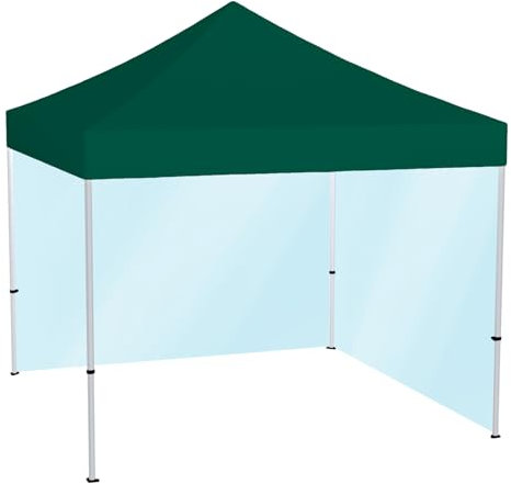 Vispronet® Profi Faltpavillon Basic 3x3 m ✓ mit 2 Vollwänden (2X 205x300 cm), transparent ✓ Dach grün ✓ versch. Größen & Farben ✓ Scherengittersystem