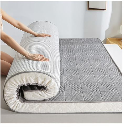 Latex-Matratze, atmungsaktiv, weicher Strickstoff, doppelseitiges Design, für alle Jahreszeiten, ideal für Schlafzimmer und Wohnmobil, geeignet für alle Altersgruppen, Grau, 120 x 200 x 6 cm