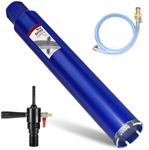 DaduoRi Pro Kernbohrer mit SDS-Plus-Wassereinspritzadapter (3,8 cm - 7 UNC), 35,6 cm tiefe, verbesserte geschweißte Nassbohrkronen für Beton mit Bewehrungsstab, Ziegel, Mauerwerk, Mörtel (inkl