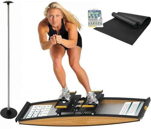 YLANMEI Ski-Trainingsgerät, Indoor-Ski-Crosstrainer, 150 kg Belastung, Kraft- und Gleichgewichtstrainingsgerät mit Gehstock und Bodenmatte für EIN authentisches Skierlebnis jederzeit