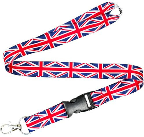 Panda Loco Union Jack Lanyard – Great Britain Flag ID Badge Holder | UK Pride Accessory for Work, Travel, Cultural Events & Gifting