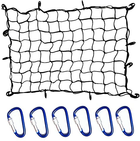 Gepäcknetz,Kofferraum Netz Universal 120x90cm Dach-Ladungsgepäck-Gepäckaufbewahrungskofferraum-elastischer Mesh-Organizer-Netz mit Haken-Fit-Anwendung für Auto-SUV-Pickup AVT