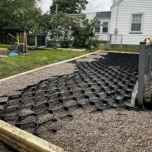 CMYUN Stabilisateur de Gravier Grille de Gravier en Nid d'abeille Robuste, 1/2/3/4/5/6 M Grilles de Gravier pour Pavés, Support de Base pour Allée de Jardin, Géogrille(3m x 10m (10ft x 33ft))