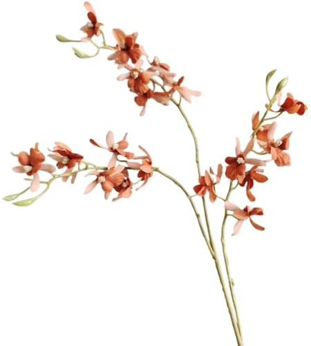 HUFFA Simulación de orquídea Mariposa fénix de Tres Tenedores: Flor de cymbidium de Las Cuatro Estaciones for decoración de hogar, Hotel y Bodas.(Embroiderycolor)