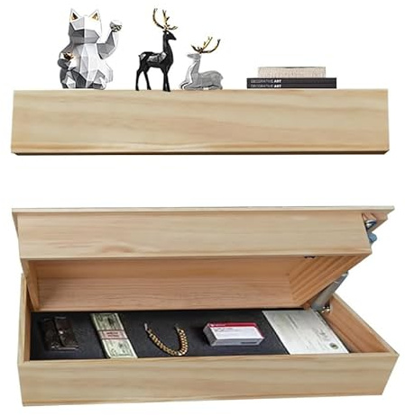 SYLUOQP Estante de Pared con Compartimento Secreto, Estante de Madera Oculto con Puerta de Trampa, Compartimento Oculto Seguro y Seguro, escondite Escondido, escondite Secreto,Wood colro