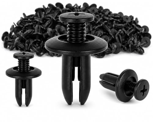 QZKJQDD 6mm Spreiznieten Kunststoff, Kotflügelnieten, Befestigungsclips Auto Clips, Auto Befestigung Clips, Stoßfänger-Verstärkungsclips, Kunststoffniete Befestigungssatz Clips für Auto (100 Stück)