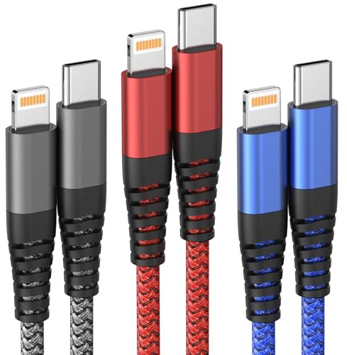 iPhone Charger Cable ,3Pack 1M USB C to Lightning Cable [MFi Certified] | Braided iPhone Charger USB C Fast Charging Cord for iPhone 14 13 12 11 Pro Max XS XR X 8,iPad