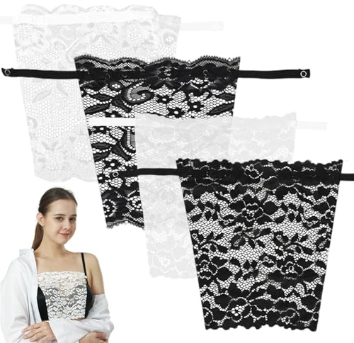 SYEYCW 8 Pezzi Copri Scollatura Donna, Inserti in Pizzo per Top Scollati, Reggiseno Inserto Overlay Modesty Panel Vest, Lady Lace Clip-On Mock Canotta, per Canottiere, Abiti, Signore da Ufficio