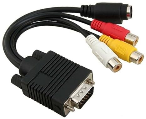 LALAFINA Adaptateur Vga vers 3 RCA pour Pc Et Cartes Graphiques Compatibles, Câble PVC 20 Cm, Conversion Vidéo Compatible Moniteur Et TV