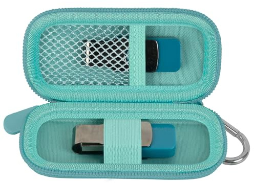 casmilee USB Stick Tasche für SanDisk/für Samsung/für Kingston, Nur Tasche | Flash Drive Organizer für 2 Laufwerke, Netztasche, Elastikband und Karabiner, für Schüler, Studenten, Büro, Reisen, Blau Grün
