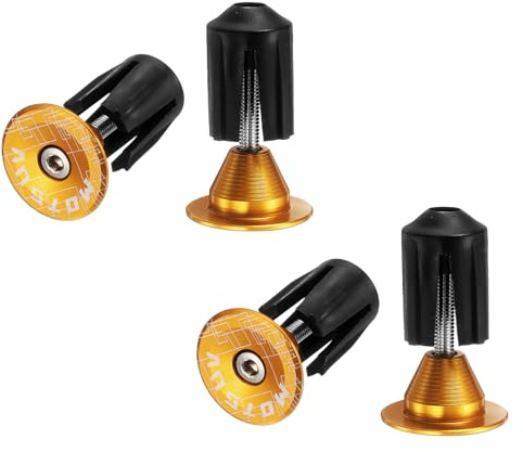 QUARKZMAN 2 Coppie Bar End Plugs Tappi Estremità Manubrio In Alluminio Per MTB Strada BMX Bici A Scatto Fisso Giallo