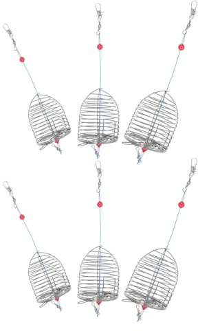 Healifty Set 6 Pezzi Gabbie Porta Esche in Acciaio Inox per Pesca alla Carpa Cestini Trappola Esche per Esterni Supporto Feeder Attrezzatura Portatile per Anguille e Gamberi