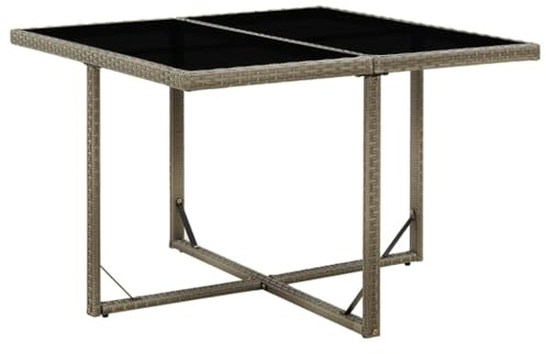 Tomostar Garten-Esstisch, Gartentisch, grau, 109 x 107 x 74 cm, Polyratten und Glas