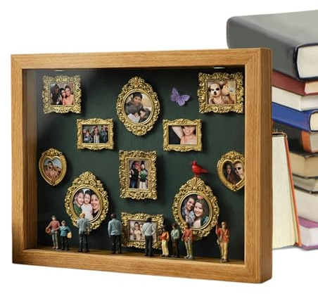Cornici per Mini Museo da Esposizione | Kit Display con Figure in Legno Divertenti che Si Accendono per Ricordi | Cornice Vetrina Fai da Te per Foto e Musei - Per Lei Lui Adulti Famiglia Amici Moglie