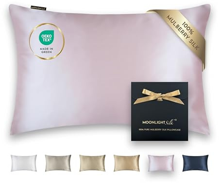 Moonlight Silk Fodera per Cuscino in Seta di Gelso 100% Pura, 50 x 75 cm, 25 Momme, Grado 6A, certificata da Oeko-Tex, Capelli Luminosi, senza Crespo e Pelle Idratata (Rosa)
