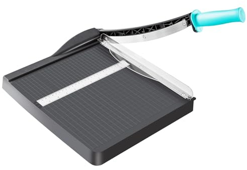Guillotina de Papel Manual con Protección de Seguridad y Bloqueo de Cuchilla, Cizalla Papel A4 B5 A5 B6 B7, Cortador de Papel Profesional Capacidad 16 Hojas, Perfecto para Fotos, Papel, Tarjeta, Gris