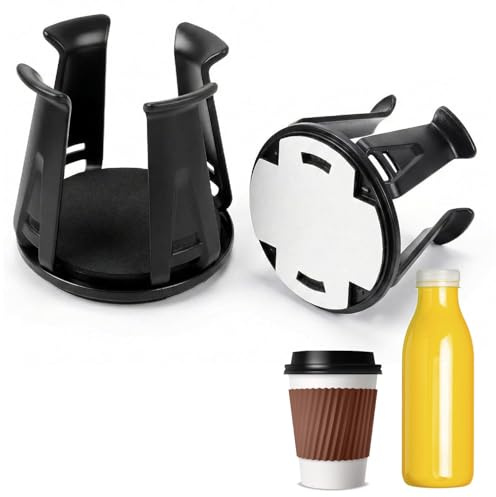 Voarge 2 Pieces Self-Adhesive Car Cup Holder for Coffee Cups Bottles, Wiggle Free Design Cup Holder for Cars Ideal for Driving and Travel