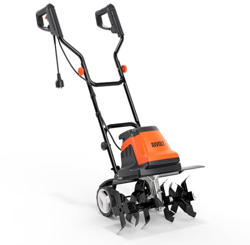 AIVOLT Motozappa Elettrica 1800W con 24 Denti in Acciaio, Zappatrice Pieghevole 380 giri/min, Larghezza 48cm, Profondità 22cm, Motozappa con Cavo per Giardino, Frutteto, Coltivazione e Semina