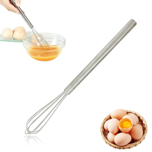 LONZIKP Mini Frusta da Cucina 1 Pezzo, Piccola in Acciaio Inox, Robusta e Manuale per Tazze, Multifunzione per Montare Panna, Schiumare e Mescolare.