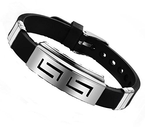 GYJUN Schmuck Armband Silikon Titan Stahl Persönlichkeit Mode Männer X®, schwarz