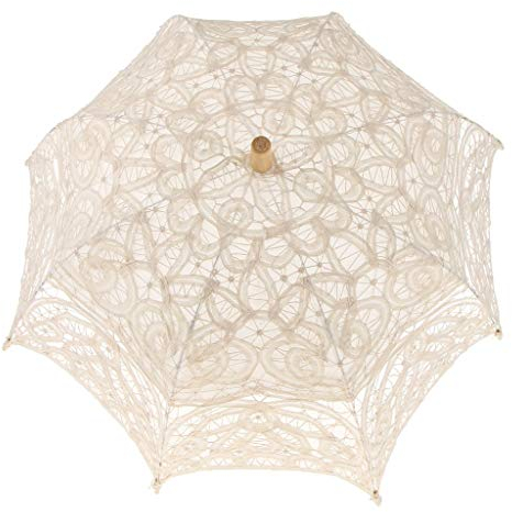 Tubayia Elegante Romantische Spitze Sonnenschirm Brautschirm für Hochzeit Dekoration Geschenk