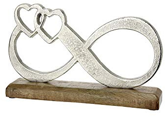 GILDE Symbol Unendlichkeit - Alu Mangoholz Silber-Farben Breite 32 cm