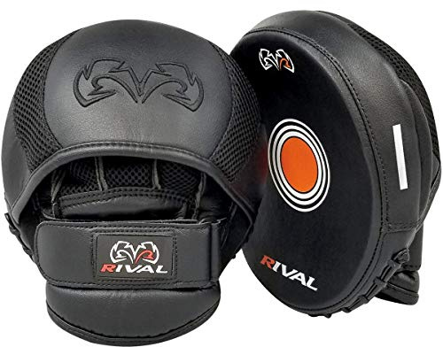 RIVAL Boxing RPM11 Evolution Punch Mitts, Pre-Curved Oval Punching Surface, Padded Finger Cover, and Stabilizing Wrist Strap