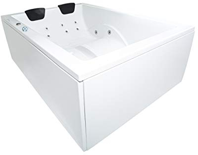 Supply24 since 2004 Whirlpool Badewanne Olymp Basic – Made in Germany – (Weiß, 180x130 ohne Armatur - Links)– linke/rechte Eckmontage – 16 Massagedüsen, LED, dhW Wasserpumpe – Armaturen