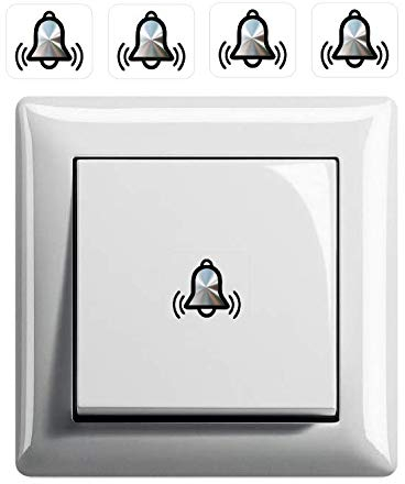 Generisch 4 Stück Glocken/Klingel Symbol Aufkleber, Schalteraufkleber (R75/2) T (2,5 x 2,5 cm)