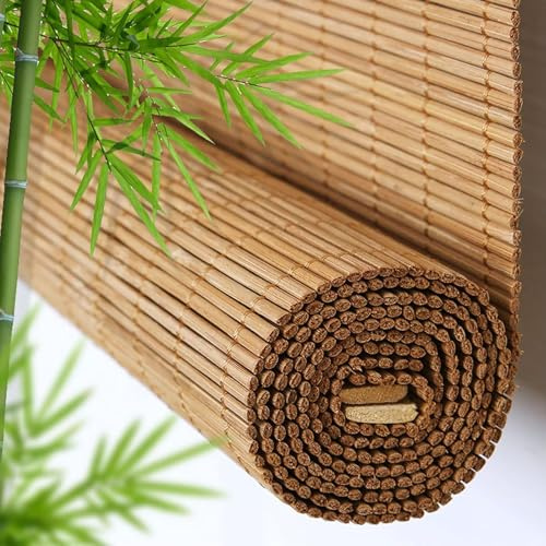 Natural Bamboo Roller Blind,Bamboo Blinds,Roman Roller Shades For Window/Door/Patio,Ceiling or Wall Installation,Light-Transmissive,Non-Transparent,All Installation Parts Included (100x120cm/39x47in)