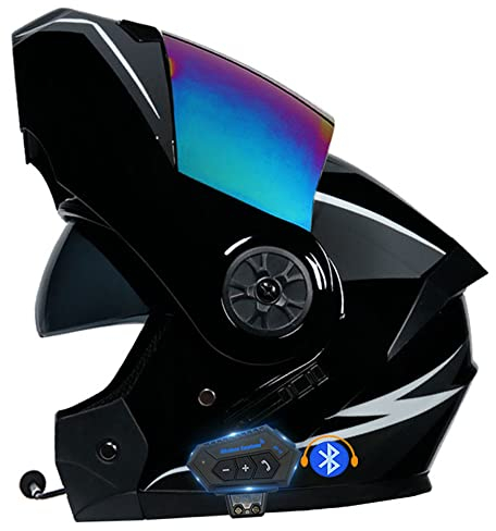 Klapphelm Motorradhelm, Bluetooth Integralhelm, Mit Doppelvisier, ECE Genehmigt, Hochfeste Schale, Atmungsaktiv Und Bequem, Für Erwachsene, Frauen Und Männer