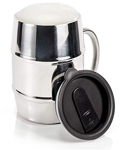 MASON FORGE Stainless Steel Double Walled Vacuum Insulated | 16.9 Ounce Barrel Mug with Handle | HOT or COLD Beverages | Beer Stein, Coffee Cup, Whiskey Tumbler, Moscow Mule | Travel Mug Closeable Lid