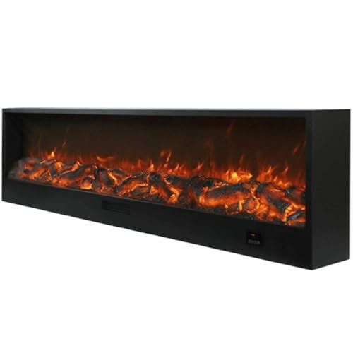 Sined Fireplace ETNA Chimenea Electrica Empotrable De 3 Metros con 1500w De Potencia Negra Chimenea Electrica Grande De Interior Efecto Llama Real Mandos Manuales y Control Remoto