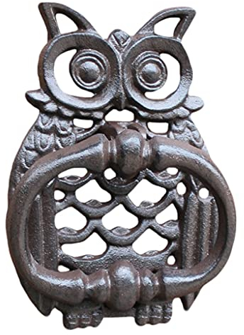 Türklopfer Für Haustür, Gusseisen, Vintage-Eule, Schmiedeeisen, Türklopfer, Bauernhausklopfer (Schwarz, 16,8 X 10,8 X 3,8 cm)