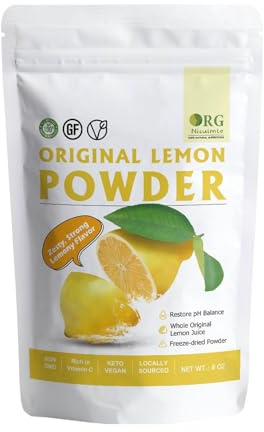 orgnisulmte Lemon Powder,Whole Lemon Juice Freeze Dried Powder Strong Lemony Flavor 8 Oz
