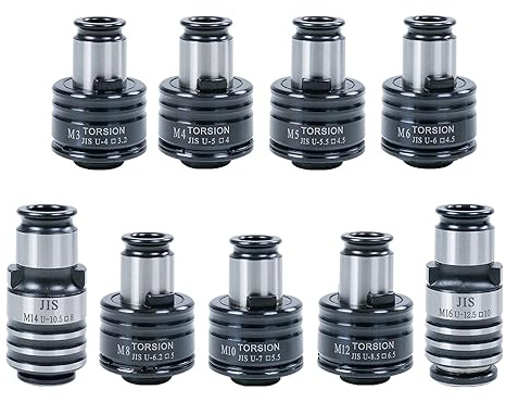 GT12 JIS Lot de 9 supports de serrage JIS M3, M4, M5, M6, M8, M10, M12, M14, M16 Compatible avec machine à tarauder électrique M16R