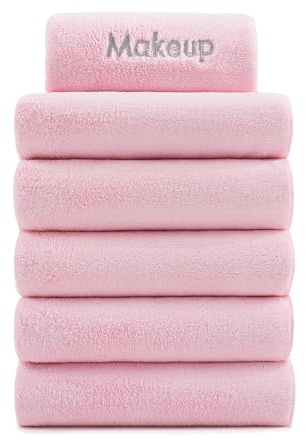 Arkwright Makeup Remover Fingertip Towels 6 Pack - Microfiber Coral Fleece Face Towels, Ultra Soft Reusable Washcloths, Gentle Facial Cleansing for Waterproof Makeup, 11 x 17, Pink